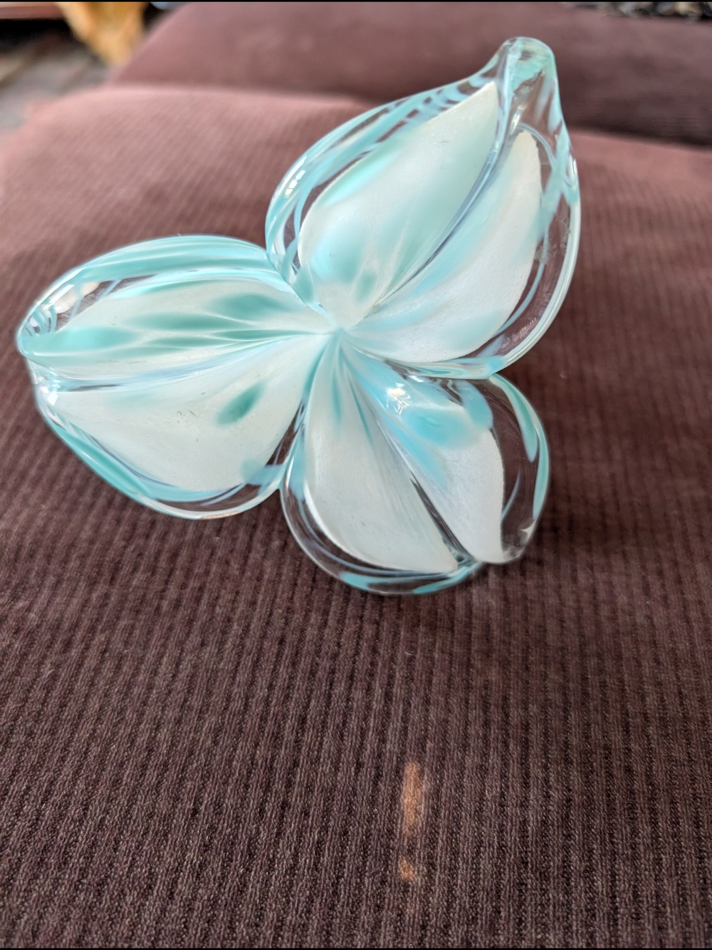 Murano Aquamarine and Clear Glass Butterfly Accent